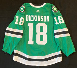 Jason Dickinson 20/21 Home Set 1 Game Worn Jersey in Green - Back View