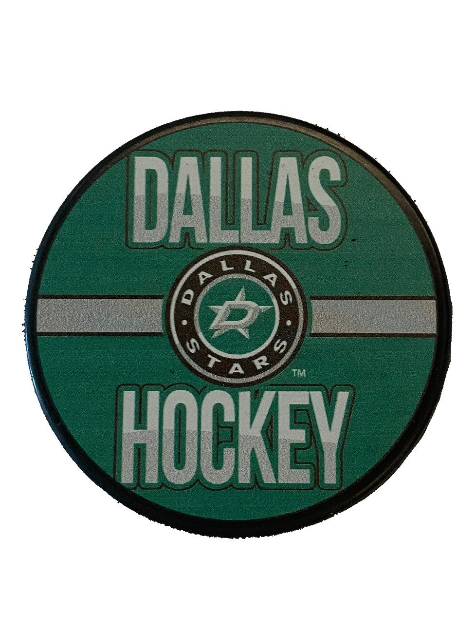 Dallas Stars Texas Hockey Design Puck - Top View