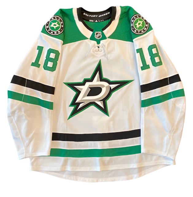 Jason Dickinson 20/21 Away Set 2 Game Worn Jersey in White - Front View