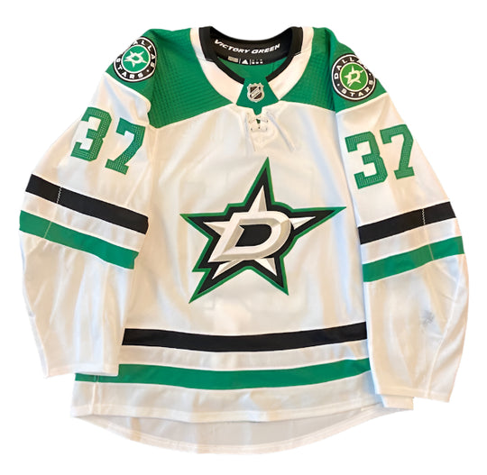 Justin Dowling 20/21 Away Set 2 Game Worn Jersey in White - Front View