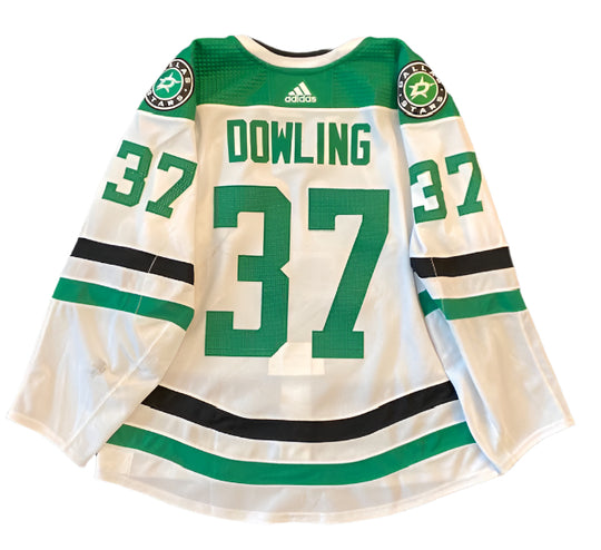 Justin Dowling 20/21 Away Set 2 Game Worn Jersey in White - Back View