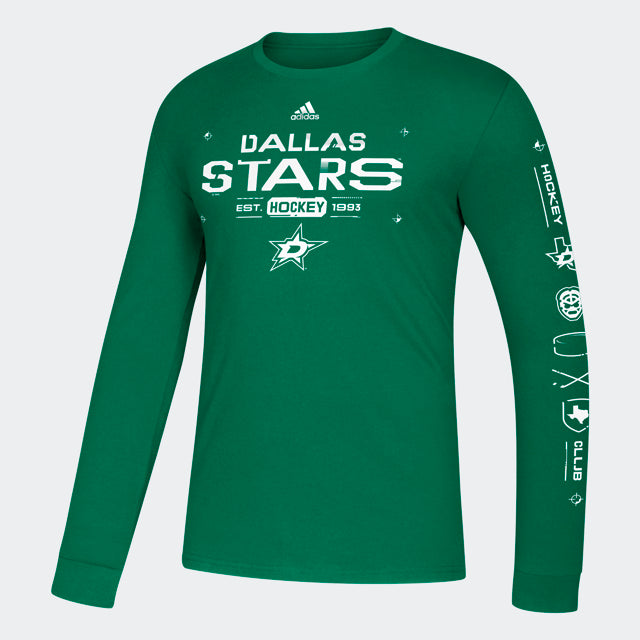 Dallas Stars Adidas Powered by L/s in Green - Front View