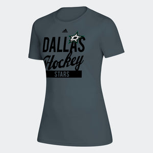 Dallas Stars Adidas W Hockey Stack S/s in Gray - Front View