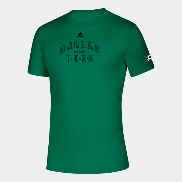Dallas Stars Adidas on Repeats S/s Tee in Green - Front View
