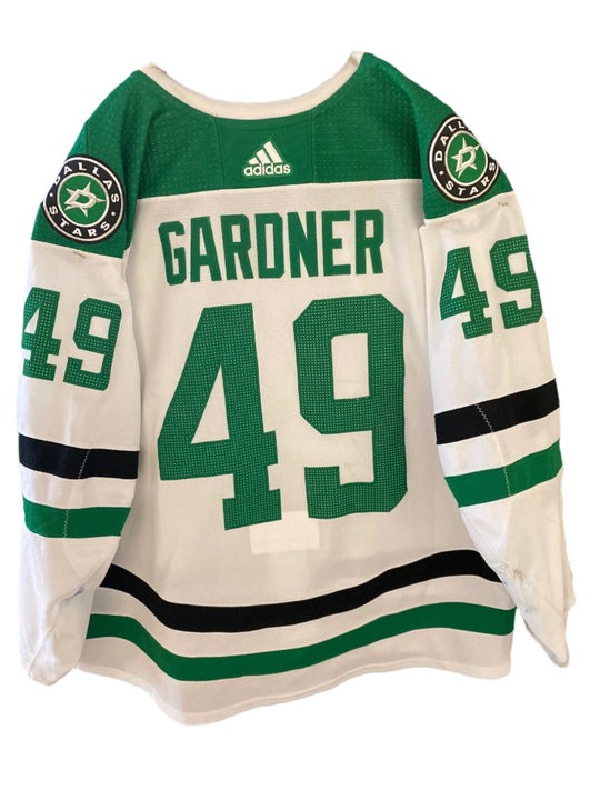 Rhett Gardner 20/21 Away Set 1 Game Worn Jersey in White - Back View