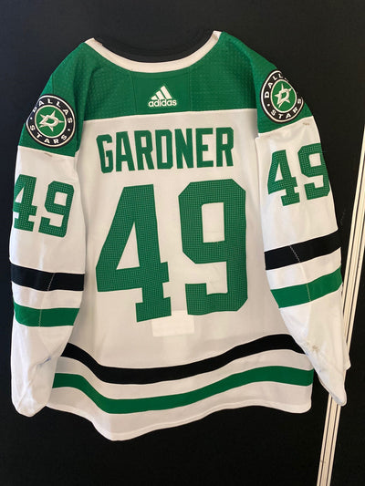 Rhett Gardner 20/21 Away Set 1 Game Worn Jersey in White - Back View