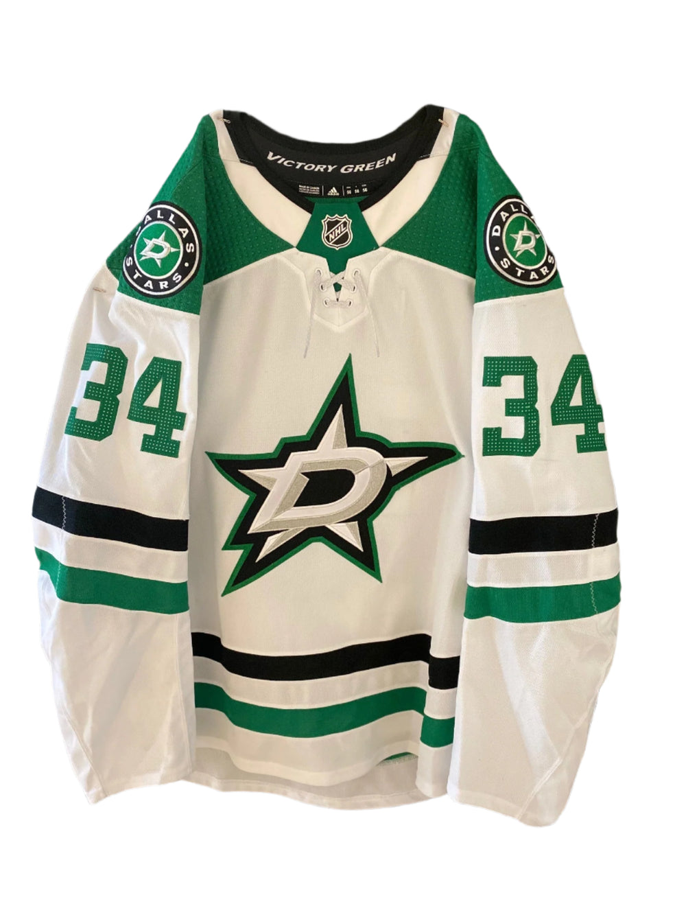 Denis Gurianov 20/21 Away Set 1 Game Worn Jersey in Green and White - Front View