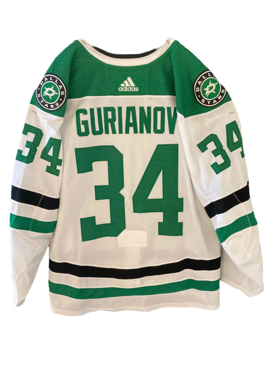 Denis Gurianov 20/21 Away Set 1 Game Worn Jersey in Green and White - Back View