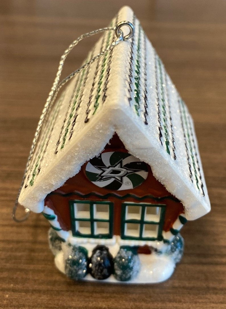 Dallas Stars Gingerbread House Ornament - Top Back View