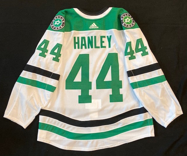 Joel Hanley 20/21 Away Set 3 Game Worn Jersey in Green and White - Back View