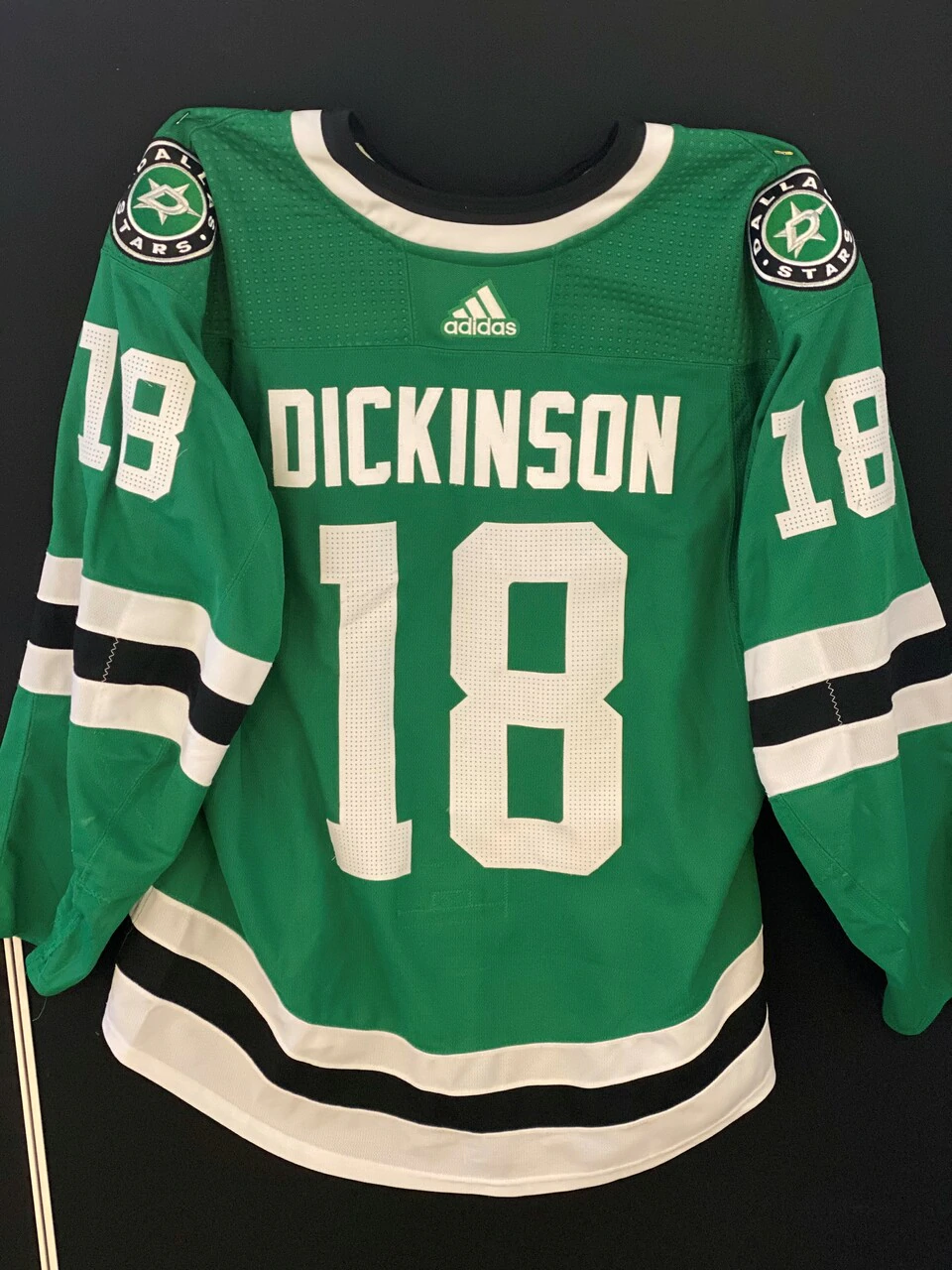 Jason Dickinson 19/20 Game Worn Home Jersey - Set 3 in Green - Back View