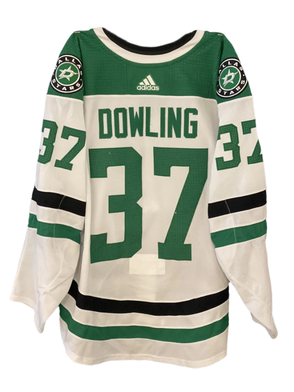 Justin Dowling 19/20 Game Worn Away Jersey - Set 3 in White - Back View