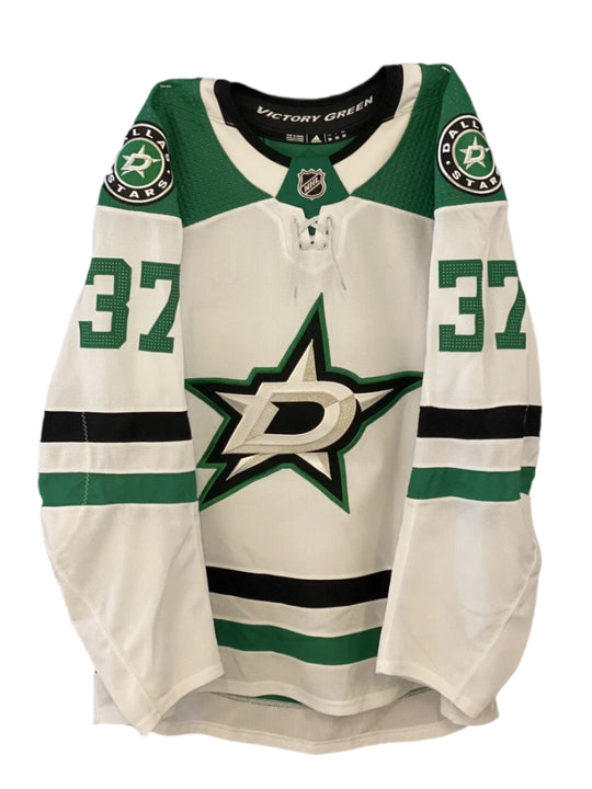 Justin Dowling 19/20 Game Worn Away Jersey - Set 3 in White - Front View