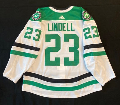 Esa Lindell 20/21 Away Set 2 Game Worn Jersey in White - Back View