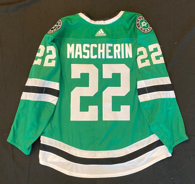 Dallas Stars Team Issued Adam Mascherin Home Jersey in Green - Back View