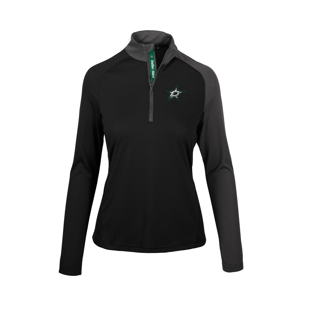 Dallas Stars Levelwear Women's Marquee 1/4 Zip in Black - Front View