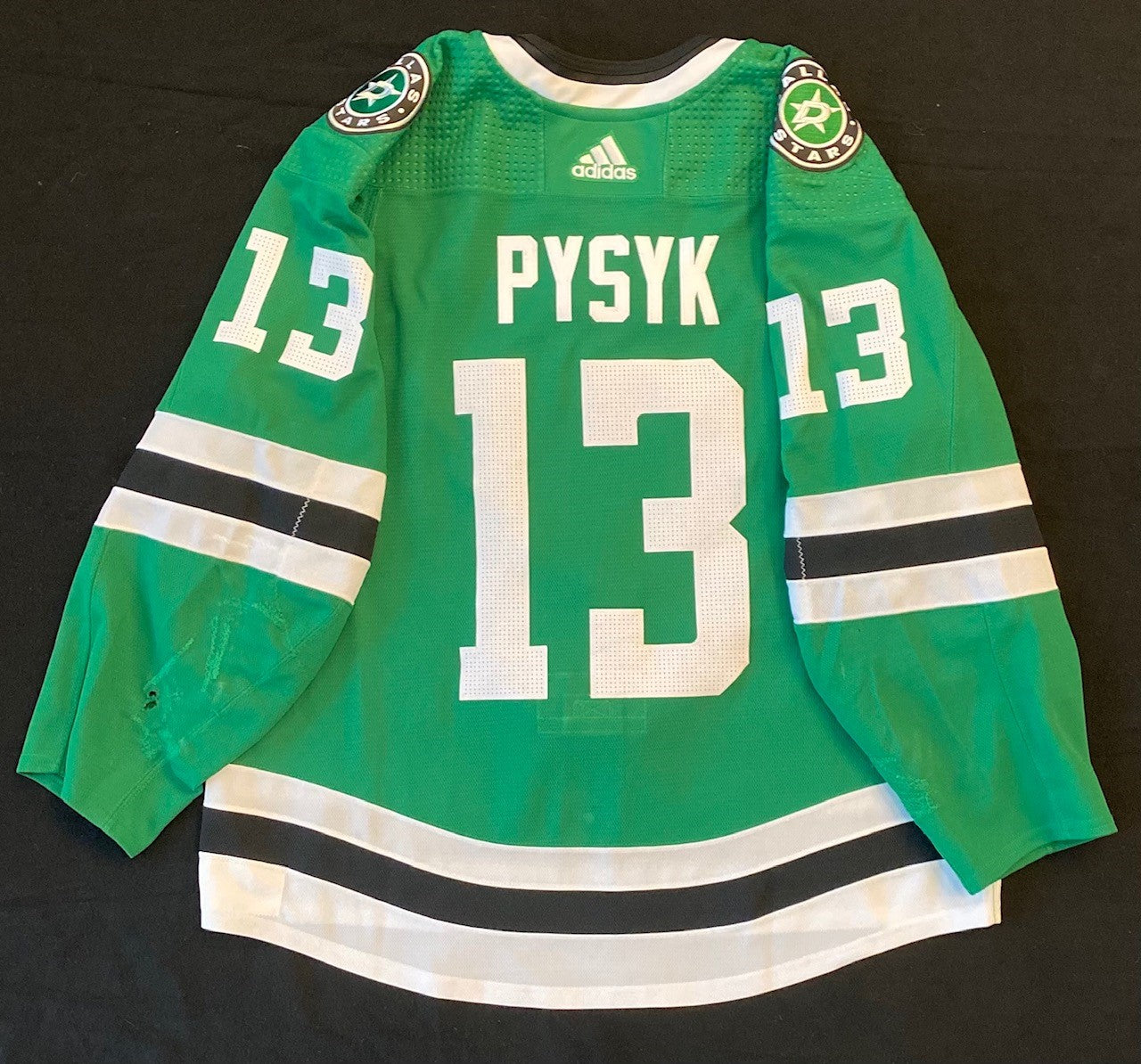 Mark Pysyk 20/21 Home Set 1 Game Worn Jersey in Green - Back View