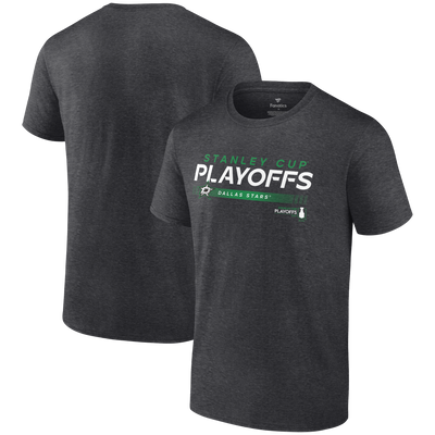 Dallas Stars Fanatics 2022 Playoffs Playmaker S/s Tshirt in Gray - Front and Back View