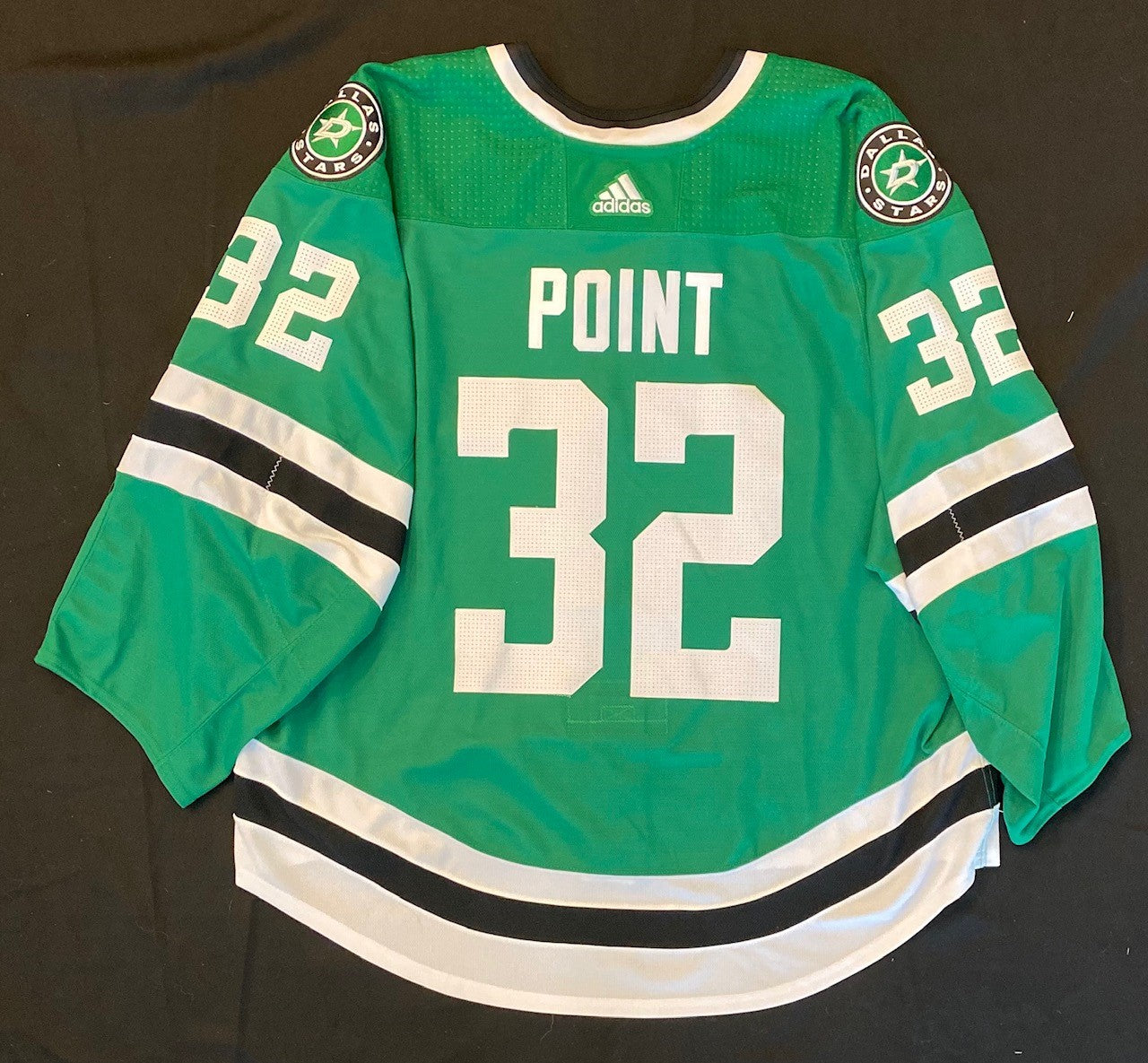 Dallas Stars Team Issued Colton Point Home Jersey in Green - Back View