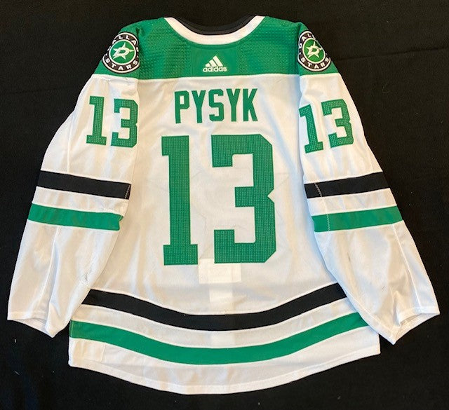 Mark Pysyk 20/21 Away Set 2 Game Worn Jersey in Green and White - Back View