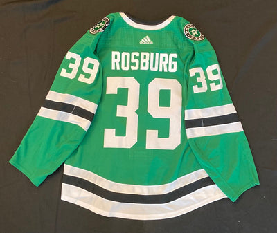 Dallas Stars Team Issued Jerad Rosburg Home Jersey in Green - Back View