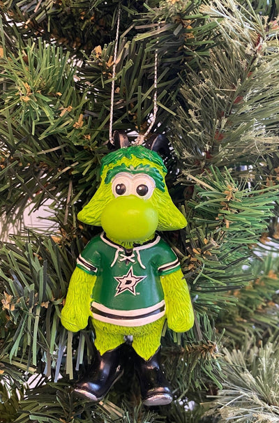 Dallas Stars Foco Mascot Ornament - Front View Hung Up
