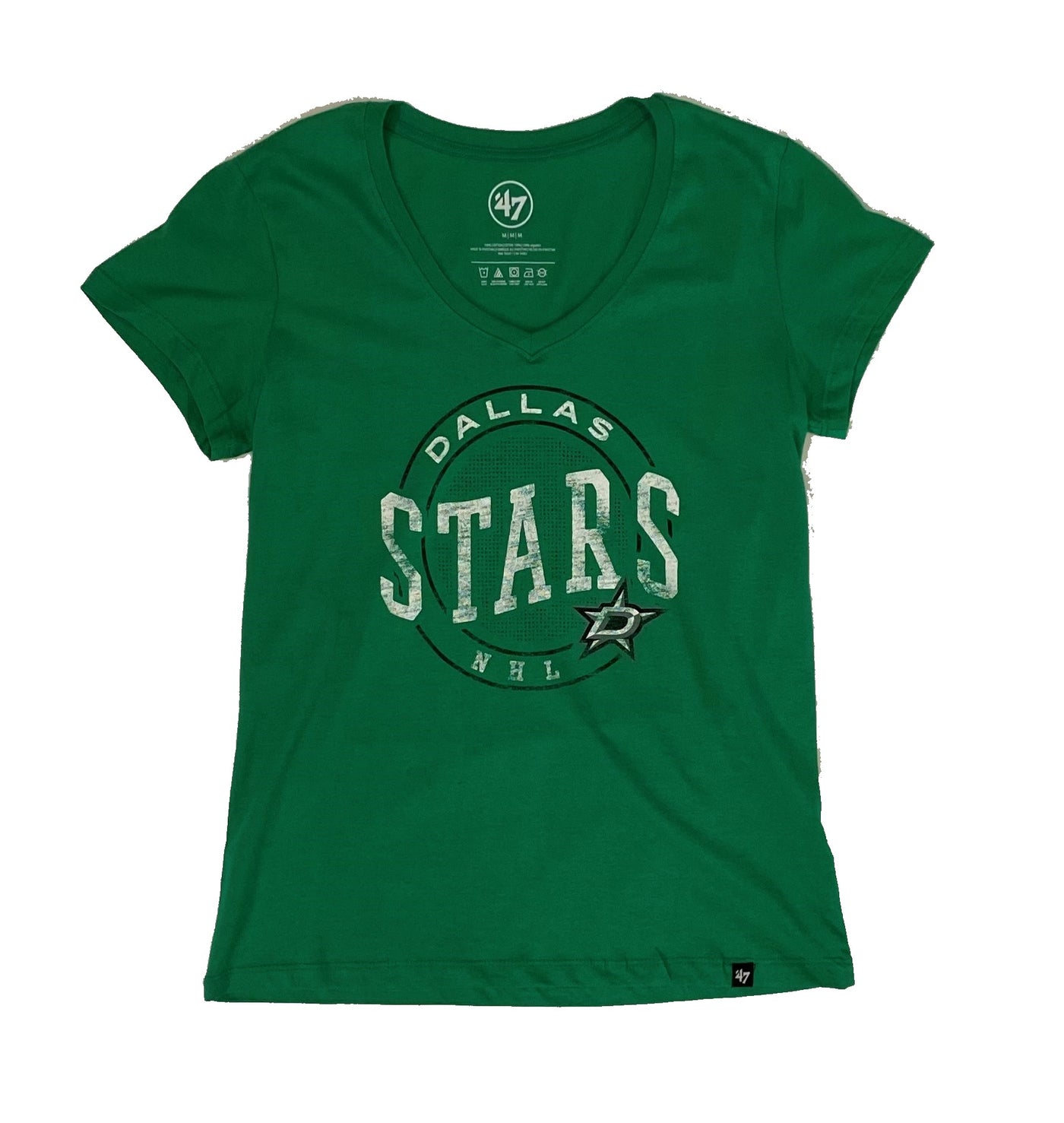 Dallas Stars Women's '47 Block Wave S/s Tee in Green - Front View