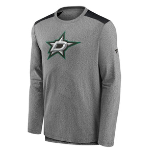Dallas Stars Fanatics Travel and Training L/s Tee in Gray - Front View